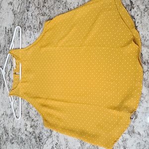 Mustard white polka dot tank top